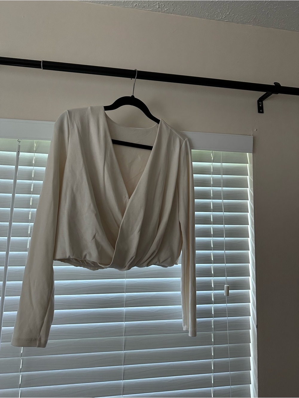 lululemon athletica Cream Draped Wrap-Front Long Sleeve Top